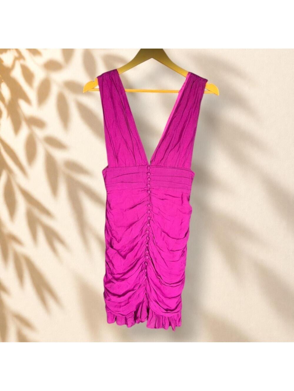 Forever 21 Dress Women XS Pink Shift Short Zip V-Neck Sleeveless Wedding Guest